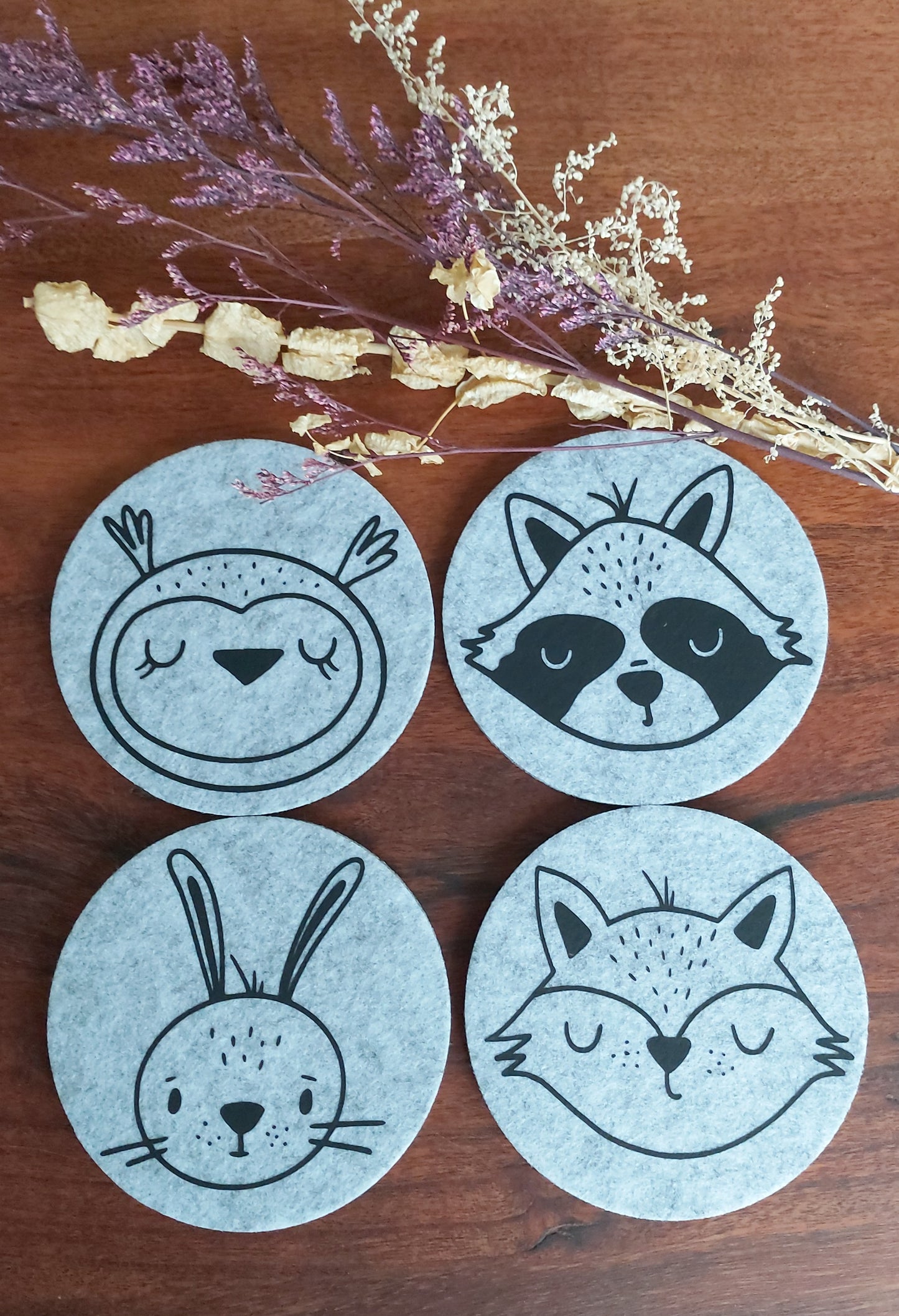 Tier Filzuntersetzer 4er Set