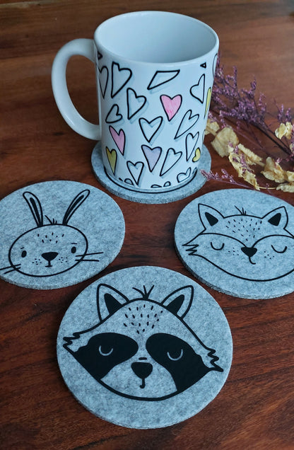 Tier Filzuntersetzer 4er Set